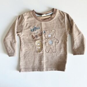 Toffy House Toddler Types of Bear Embroidered Tan Woodland Sweatshirt Top 12-18M